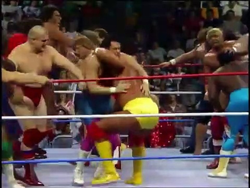 Battle Royal with Hulk Hogan, Andre the Giant, and other 80s superstars; Saturday Night's Main Event; March 14, 1987