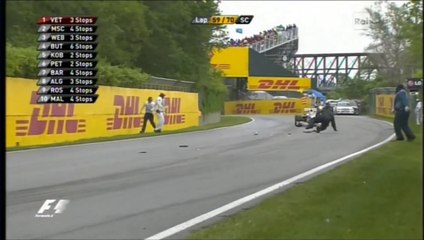 F1 Canada 2011 - Un commissario cade mentre tenta di recuperare un pezzo