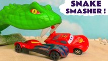 Hot Wheels Snake Smasher with Disney Pixar Cars 3 Lightning McQueen with Marvel Avengers and PJ Masks in this Toy Story Race for kids from a family channel