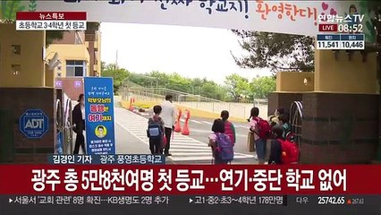 '마스크 쓰고 씩씩하게' 초등학교 3·4학년 첫 등교