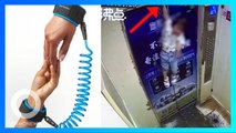 Anak terangkat hingga langit-langit lift karena kid leash - TomoNews