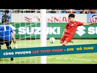 Cả SVĐ Mỹ Đình "nổ tung" khi Công Phượng lập tuyệt phẩm vô lê vào lưới Palestine