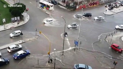 Motorcyclist swept away by rushing waters during flash flood and extreme weather