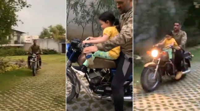 Ziva enjoys bike ride with dad MS Dhoni at Ranchi farmhouse