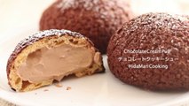 チョコレートのクッキーシュー クリームたっぷりサクサク♡Chocolate Cream Puffs：Choux Craquelin｜HidaMari Cooking