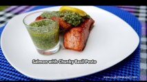Salmon with chunky basil pesto | Keto recipes