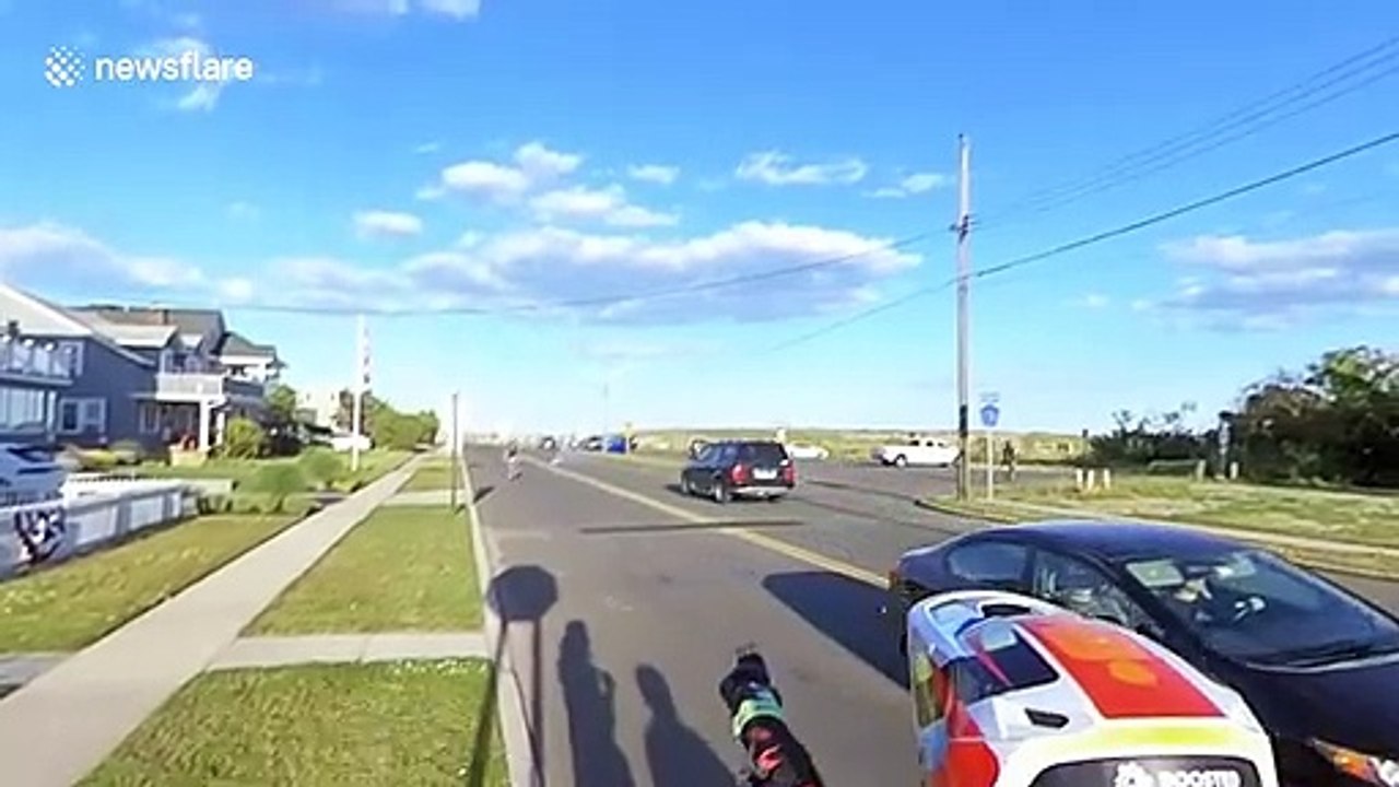 Man breaks leg after jumping from electric unicycle that burst into flames in New Jersey