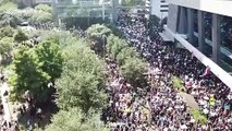 Drone footage shows intensely crowded protest in Houston for death of George Floyd