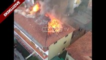 Report TV - Pamjet ekskluzive nga zjarri te vila 4-katëshe në Tiranë, evakuohen banorët