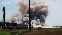 Raging fire and smoke engulfs sky along highway 17 in North Carolina