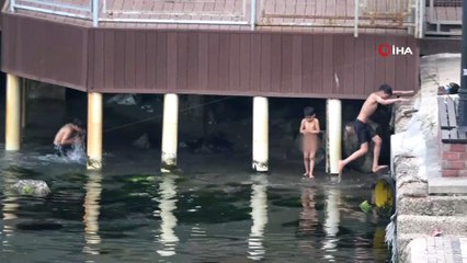 3 kafadar yasağı delip, denize girdiler