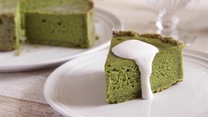 抹茶とホワイトチョコのチーズスフレタルト Matcha and white chocolate cheese souffle tart｜抹茶のお菓子｜HidaMari Cooking