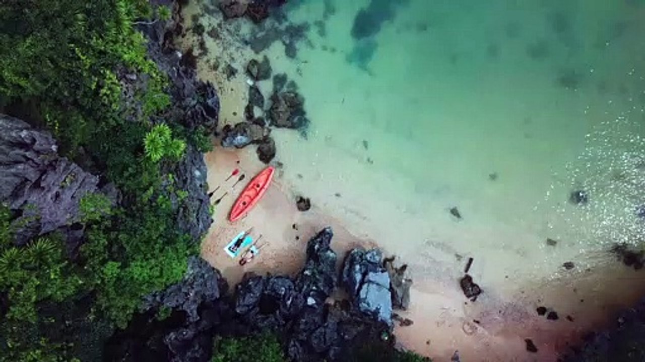 Top View Footage Of People Chilling On The Island