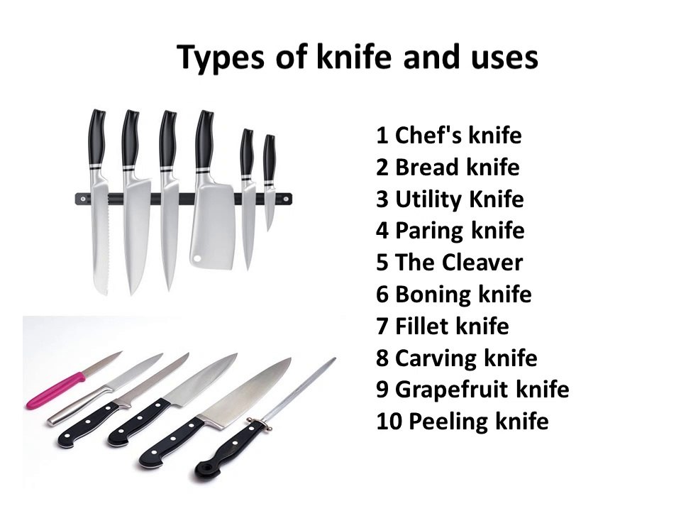 Types Of Knife Chef knife Paring knife Bread knife Carving knife
