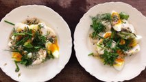 Warm Cod Salad with Tarragon Sauce and Boiled Eggs