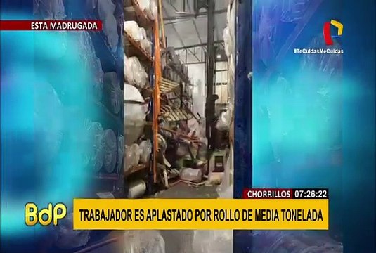 Chorrillos: trabajador fue aplastado por rollos de plástico de media tonelada y queda grave