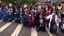 NYC Healthcare Workers Cheer On Protesters