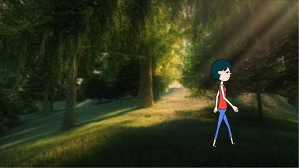 ana walking in the woods