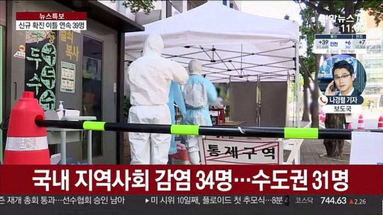 신규 확진 이틀째 39명…방판업체 집단감염 '비상'
