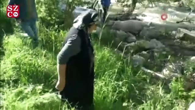 Banka kredisiyle aldığı inek derede boğulunca başında hüngür hüngür ağladı