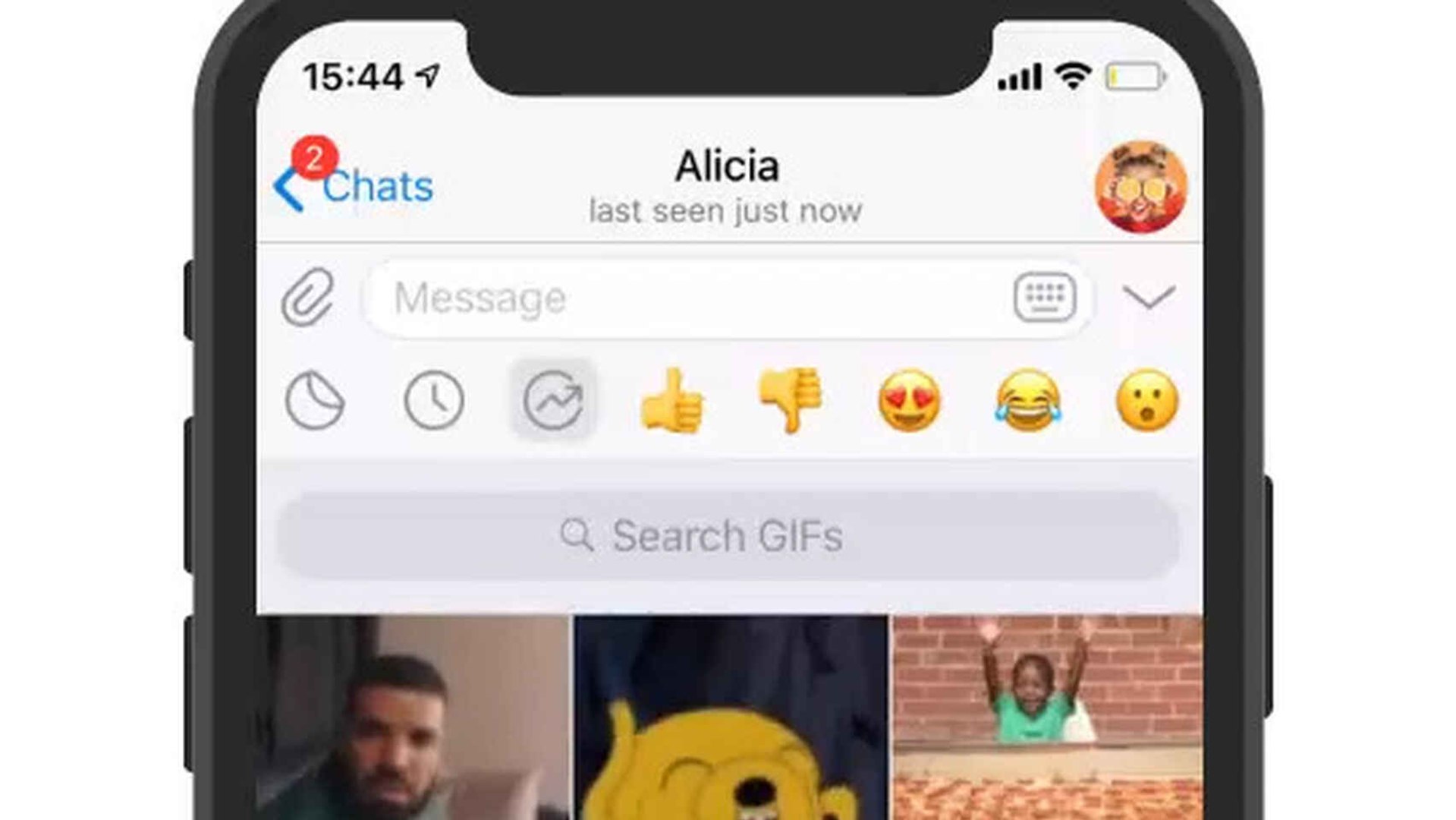 Nuevo panel de GIFs en Telegram.