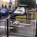 Man goes to drive-thru McDonald's on toy car
