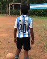 What a shot! 10 years old boy football creativity