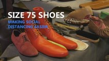 Shoemaker creates size 75 shoes to help enforce social distancing