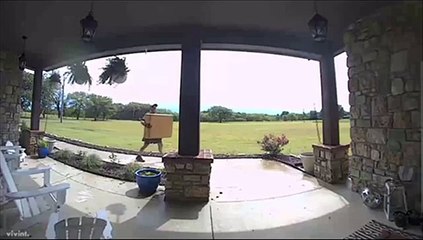 UPS Driver Stops to Fix Flag