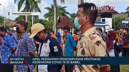 Download Video: Satgas Lakukan Apel Persiapan Pendisplinan Protokol Kesehatan Covid-19 di Bangka Belitung