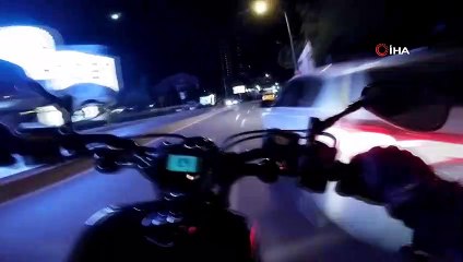 Şişli’de motosikletlinin takla attığı feci kaza kamerada