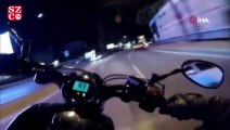 Şişli’de motosikletlinin takla attığı feci kaza kamerada