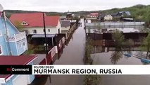 شاهد: الفيضانات تغمر منطقة مورمانسك الروسية والقرى المغمورة