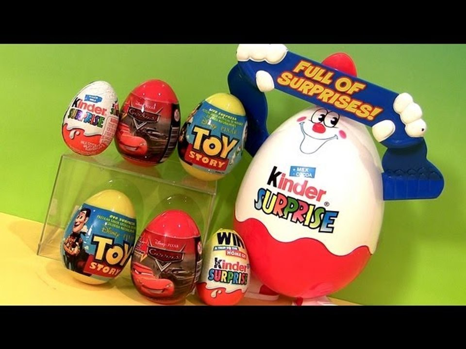 Huge Kinder Egg 4 SURPRISE TOYS Disney Pixar Toy Story CARS Awesome