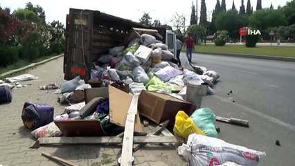 Şaftı kırılan kamyon yoldan çıktı: 2 yaralı