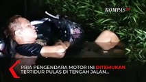 Viral! Pria Mabuk Tidur Pulas di Genangan Air