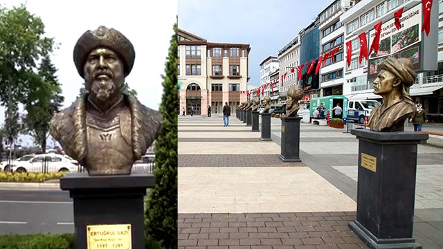 AKP'li belediyenin Ertuğrul Gazi büstü Engin Altan Düzyatan'a benzetildi