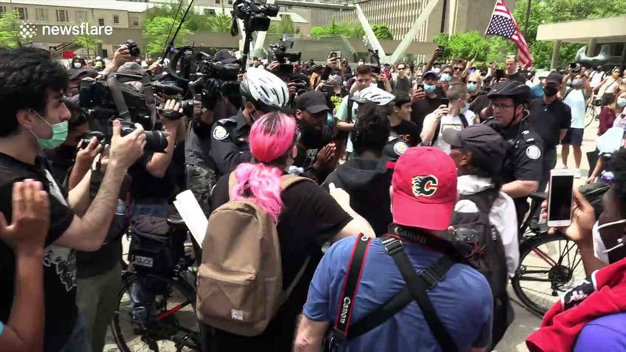 Man attends Toronto anti-racism protest wearing blackface