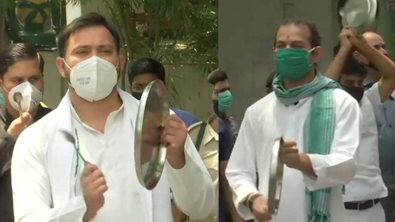 RJD leaders protest against Amit Shah virtual rally in Bihar