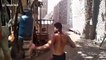 Egyptian boxers extreme training routine involves punching metal gas tanks