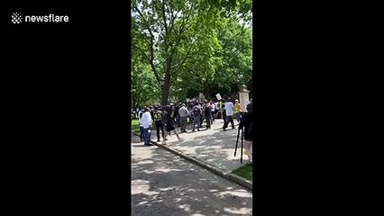 Families of police brutality victims speak to protestors in front of Minneapolis governor's mansion