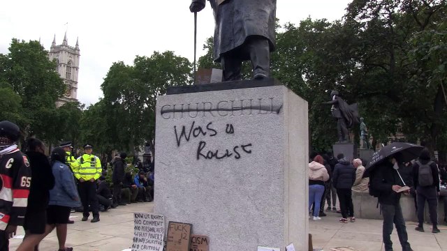 Winston Churchill statue among vandalism targets at Black Lives Matter protest in London