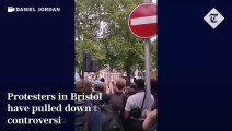 Bristol- Protesters pull down statue of 17th century slave trader Edward Colston