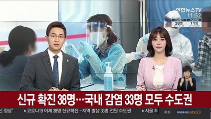 신규 확진 38명…국내 감염 33명 모두 수도권