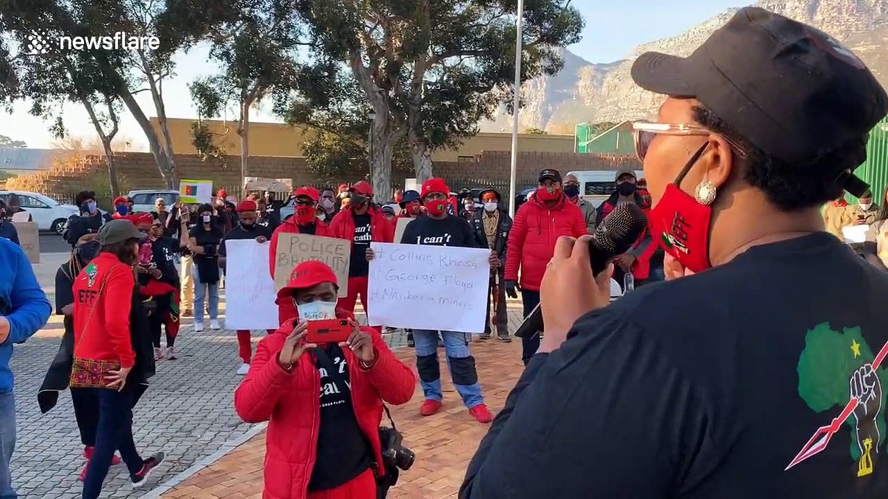 Black Lives Matter activists gather outside US embassy in Cape Town