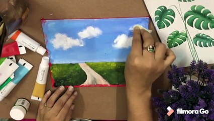 Nature painting for beginners __ Acrylic colors on canvas