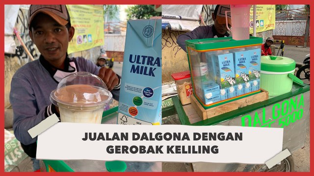 Pedagang Ini Jualan Dalgona Kopi Pakai Gerobak Keliling