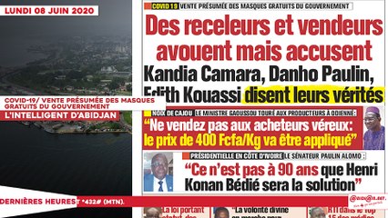 Le titrologue du lundi 08 juin 2020/ Covid-19: vente présumée des masques gratuits du gouvernement, des receleurs et vendeurs avouent et accusent