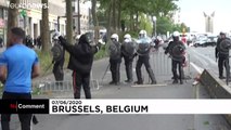 تصاویر درگیری پلیس بلژیک و معترضان در راهپیمایی ضدنژادپرستی بروکسل