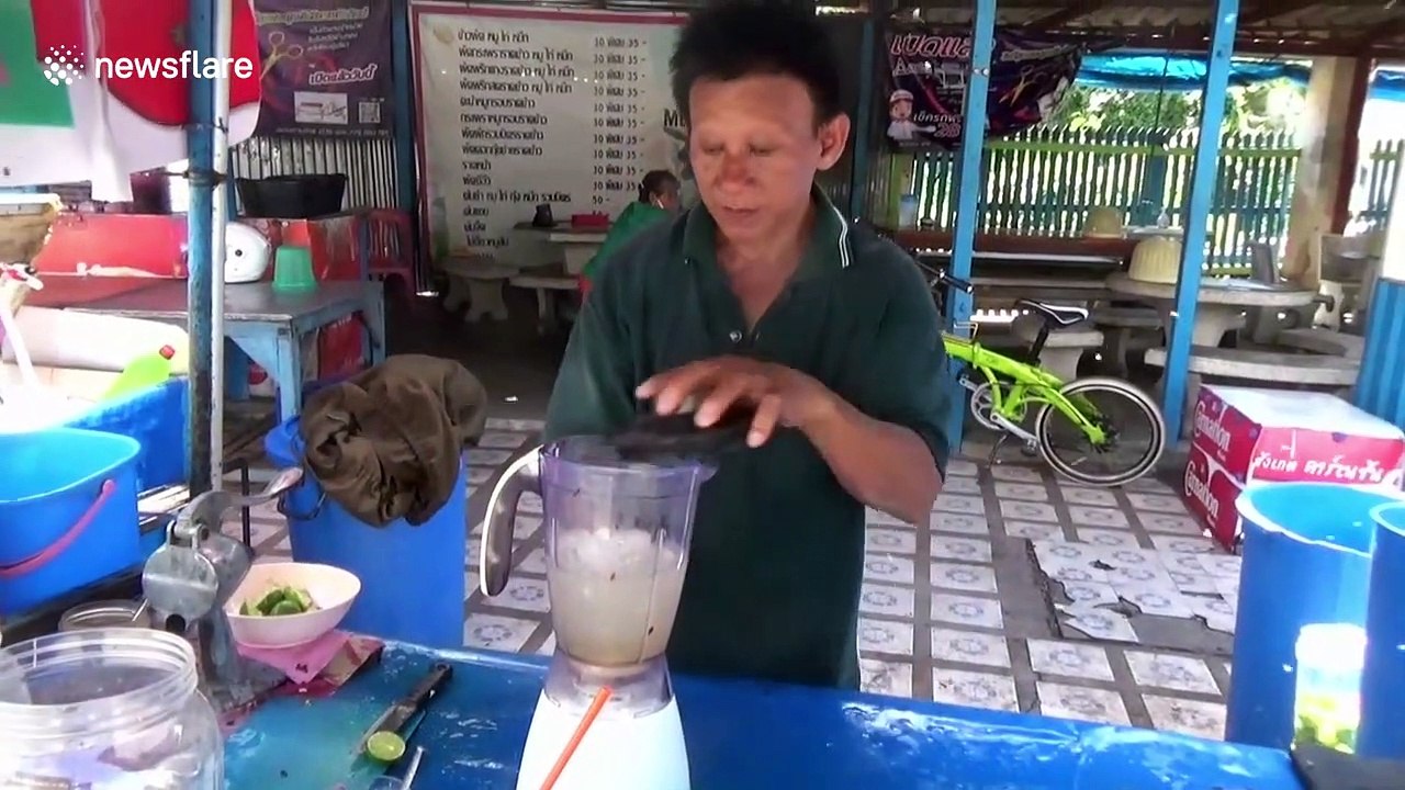 Drinks seller has thousands of bees swarming around his cart ever day